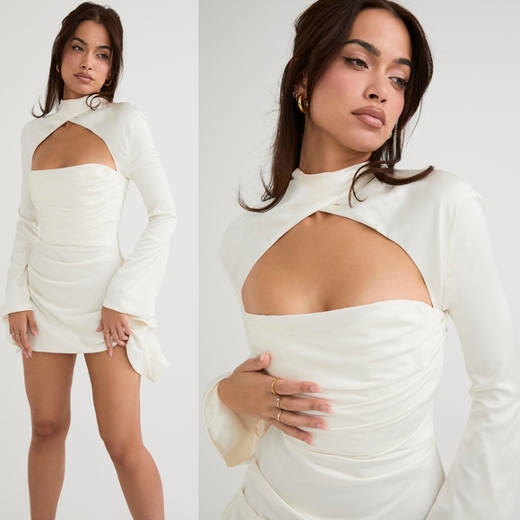 HOUSE OF CB 'Toira' Ivory Draped Corset Dress - Picture 3 of 12